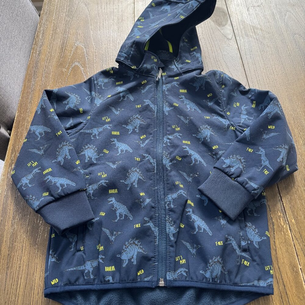 H&M Navy Blue Dinosaur Print Hooded Jacket